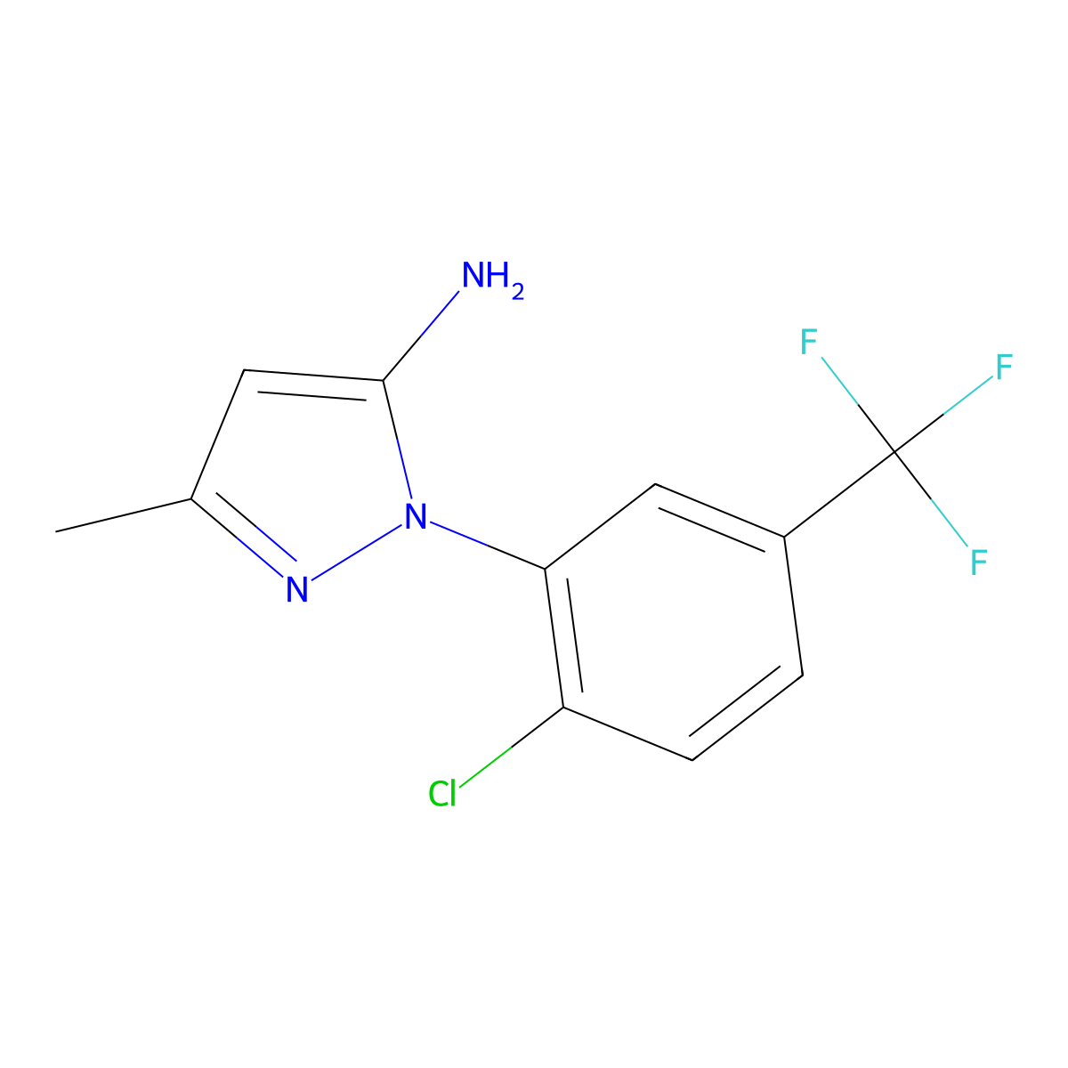 1-[2-chloro-5-(trifluoromethyl)phenyl]-3-methyl-1H-pyrazol-5-amine molecular structure, CAS 374559-96-3