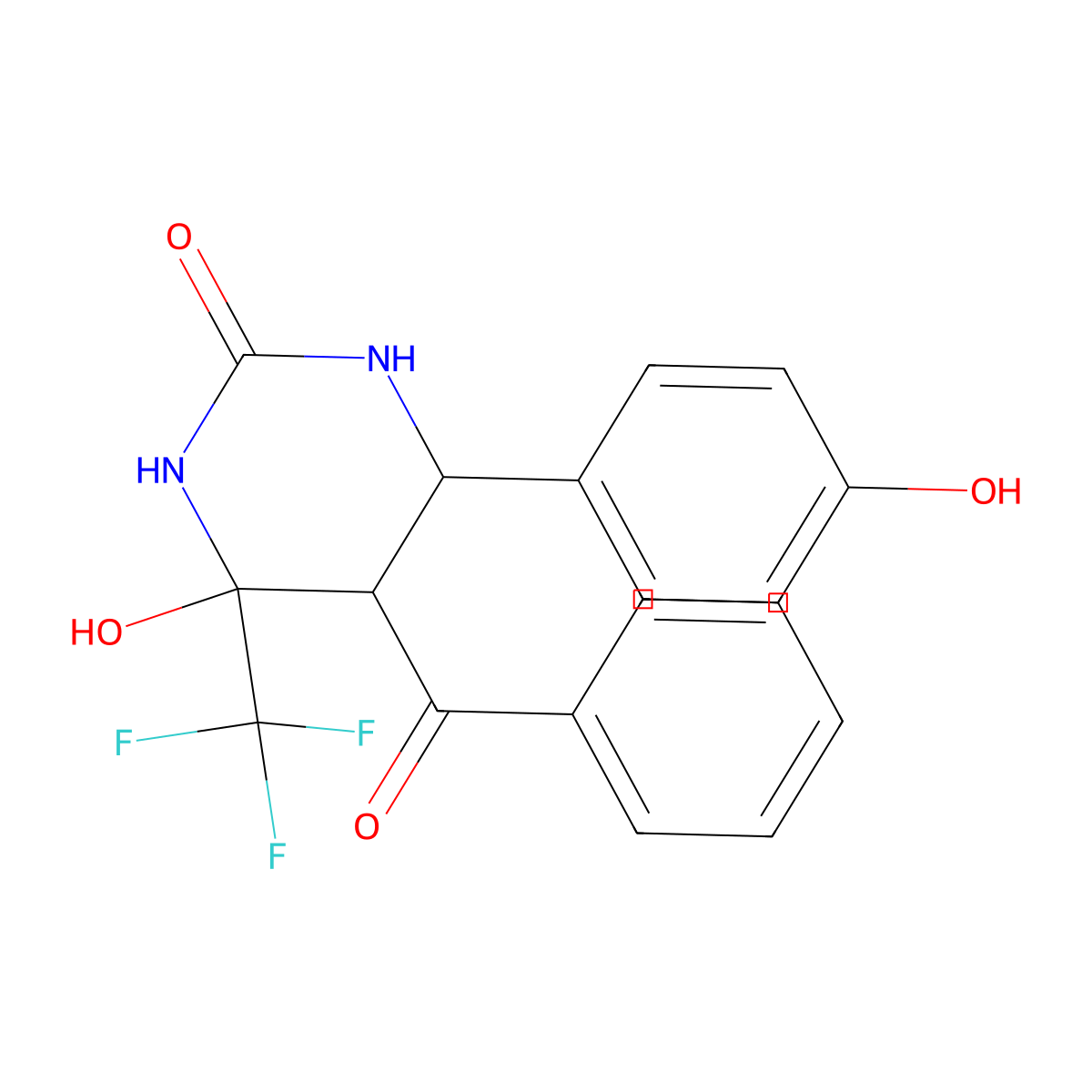 5-benzoyl-4-hydroxy-6-(4-hydroxyphenyl)-4-(trifluoromethyl)tetrahydropyrimidin-2(1H)-one molecular structure, CAS 374561-32-7