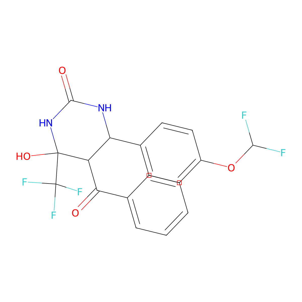 5-benzoyl-6-(4-(difluoromethoxy)phenyl)-4-hydroxy-4-(trifluoromethyl)tetrahydropyrimidin-2(1H)-one molecular structure, CAS 374561-34-9