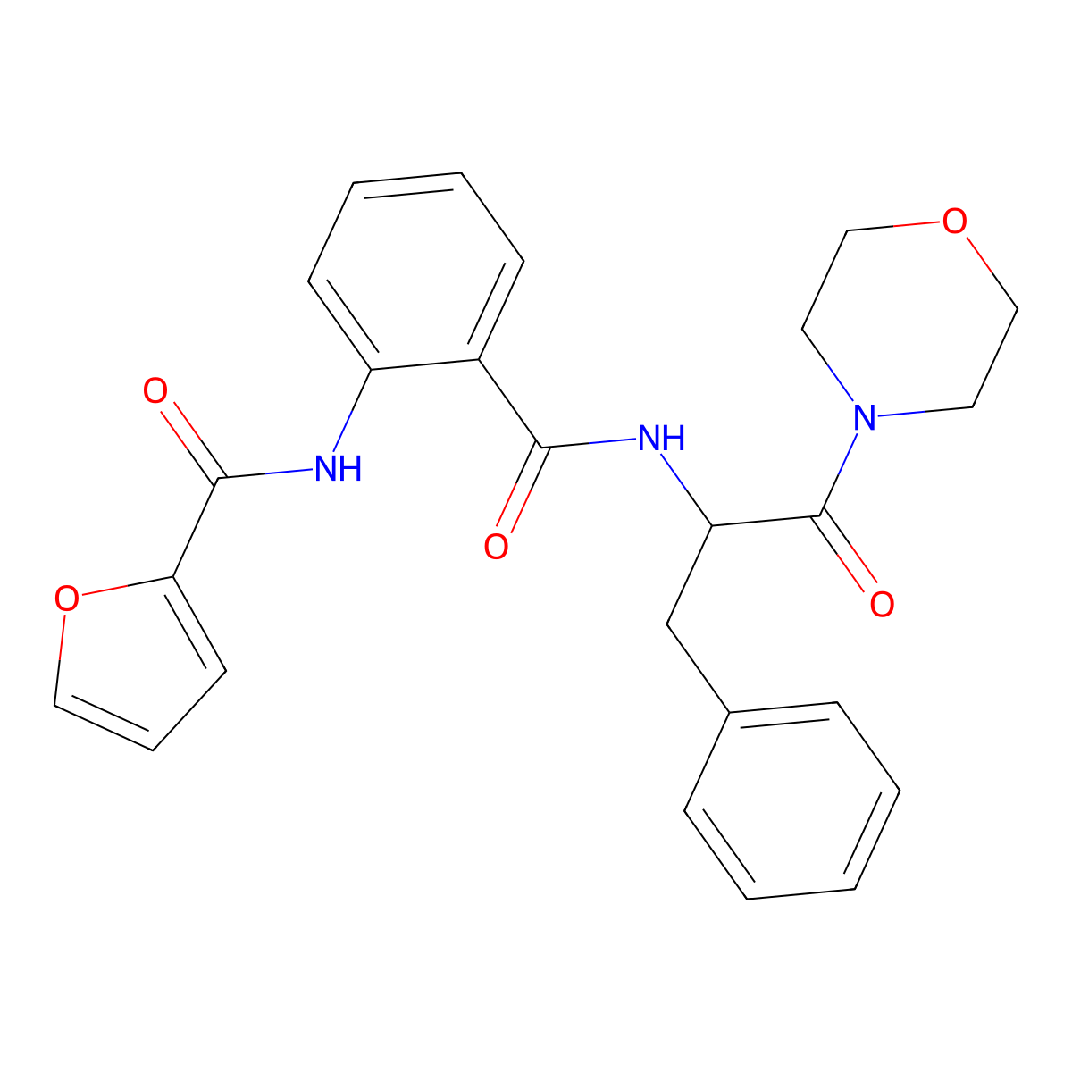 N-[2-[(1-morpholin-4-yl-1-oxo-3-phenylpropan-2-yl)carbamoyl]phenyl]furan-2-carboxamide molecular structure, CAS 374562-71-7