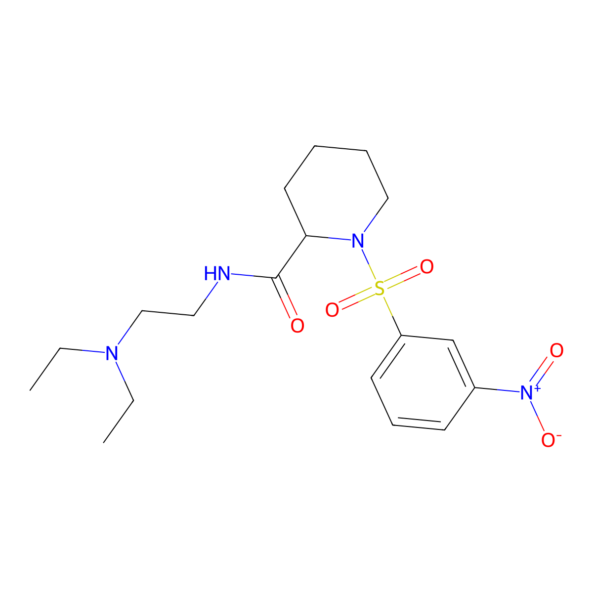 N-[2-(diethylamino)ethyl]-1-(3-nitrobenzenesulfonyl)piperidine-2-carboxamide molecular structure, CAS 374562-77-3
