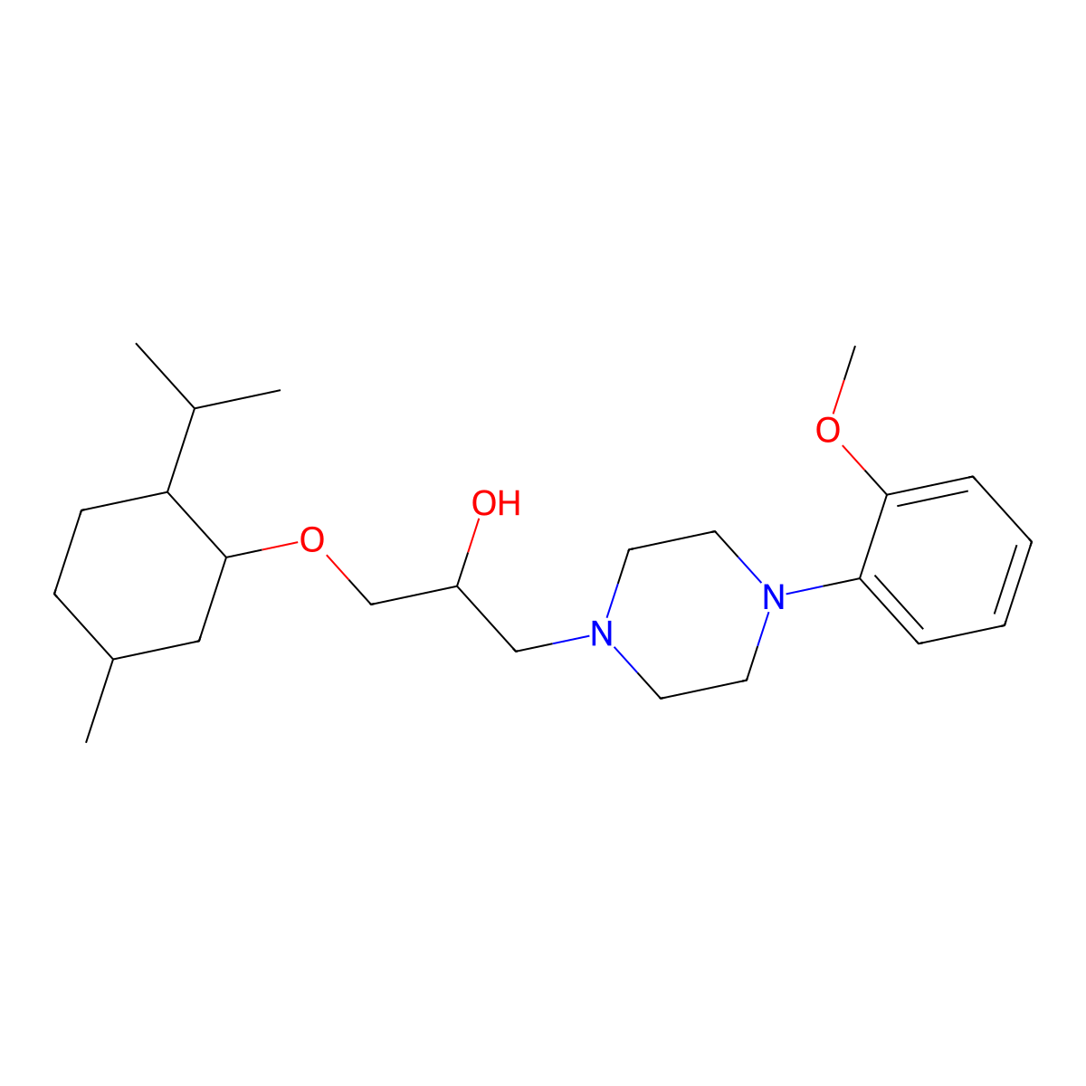 1-[4-(2-Methoxyphenyl)piperazin-1-yl]-3-(5-methyl-2-propan-2-ylcyclohexyl)oxypropan-2-ol molecular structure, CAS 374563-33-4
