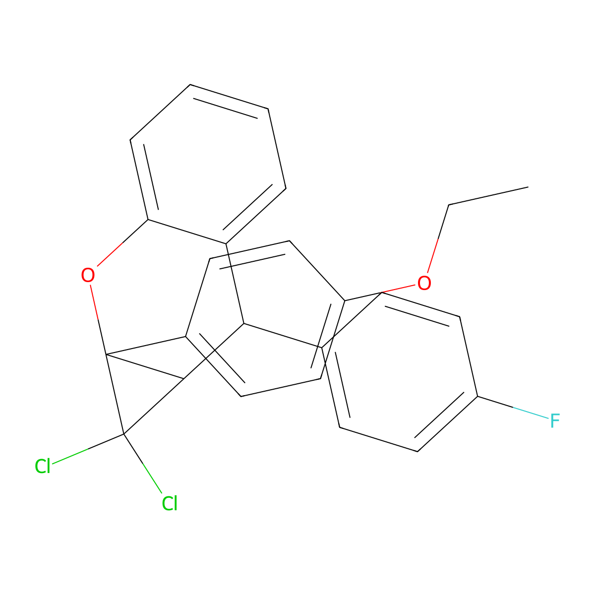 1,1-Dichloro-1a-(4-ethoxyphenyl)-7-(4-fluorophenyl)-1,1a,7,7a-tetrahydrocyclopropa[b]chromene molecular structure, CAS 374566-06-0