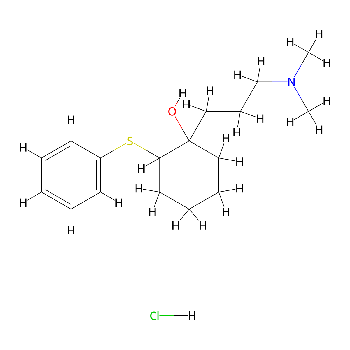 Cyclohexanol, 1-(3-(dimethylamino)propyl)-2-(phenylthio)-, hydrochloride molecular structure, CAS 37457-09-3