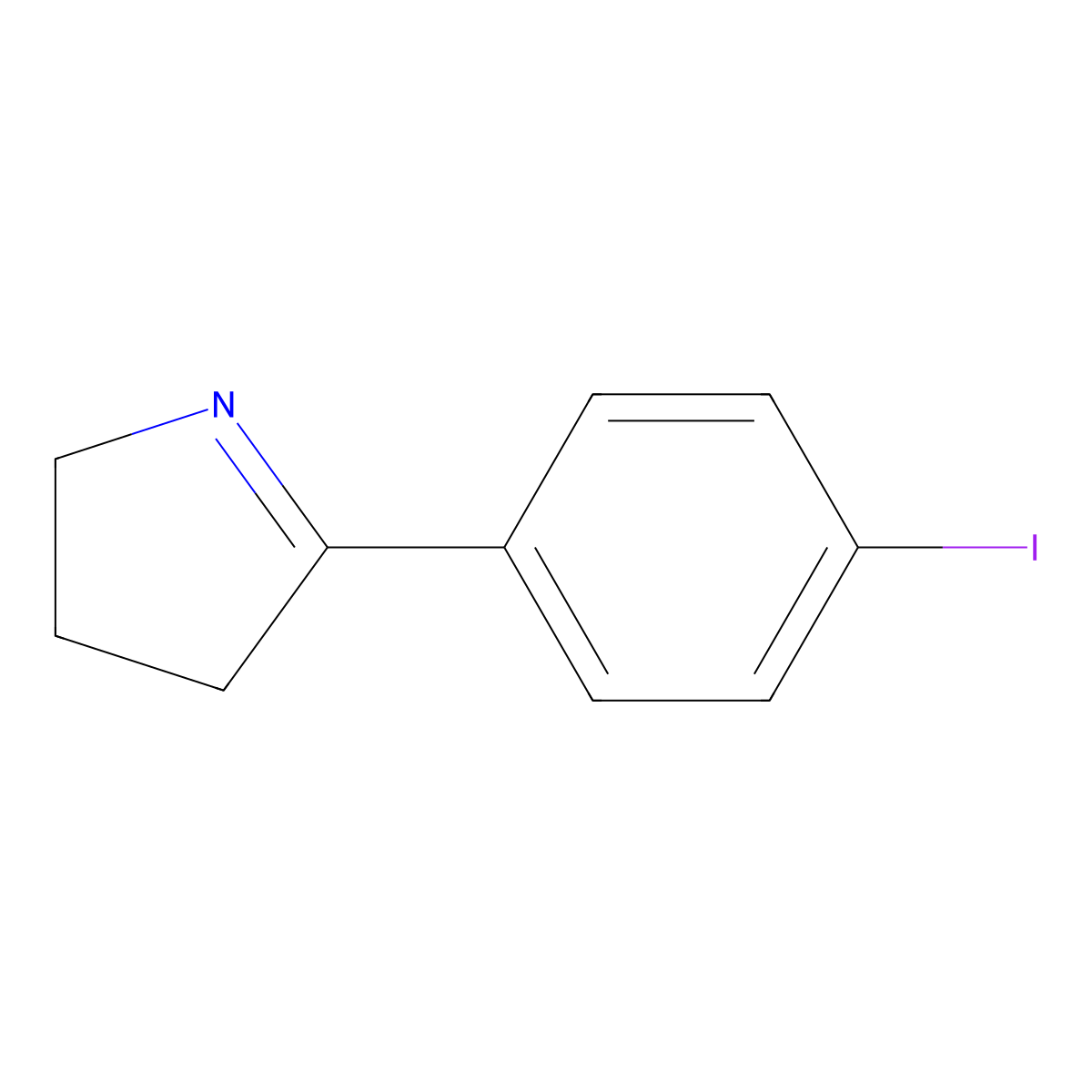 3,4-Dihydro-5-(4-iodophenyl)-2H-pyrrole molecular structure, CAS 374589-01-2