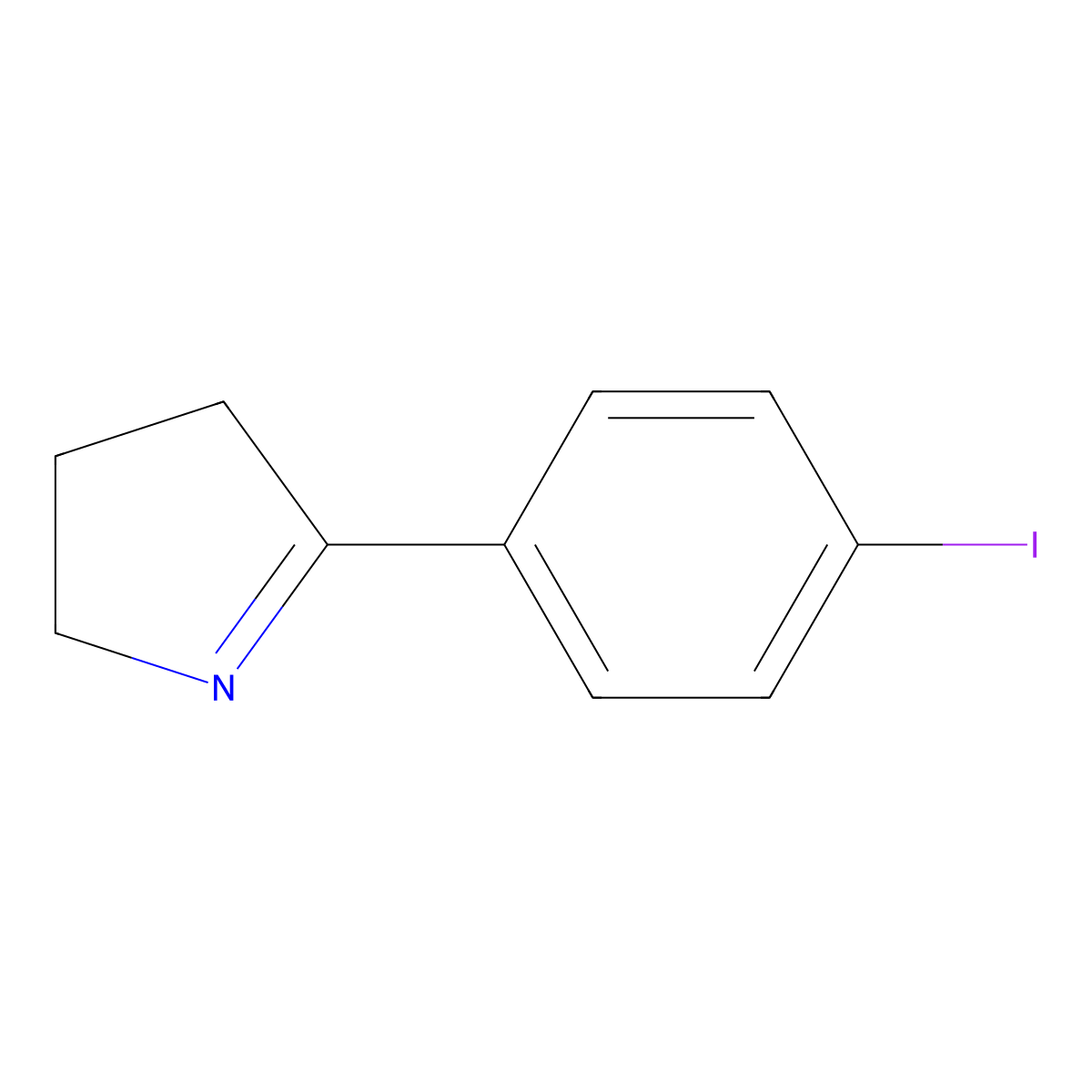 3,4-Dihydro-5-(4-iodophenyl)-2H-pyrrole molecular structure, CAS 374589-01-2