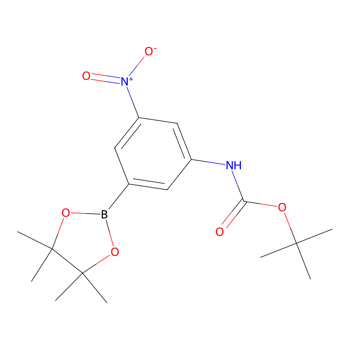 tert-Butyl (3-nitro-5-(4,4,5,5-tetramethyl-1,3,2-dioxaborolan-2-yl)phenyl)carbamate molecular structure, CAS 374595-05-8
