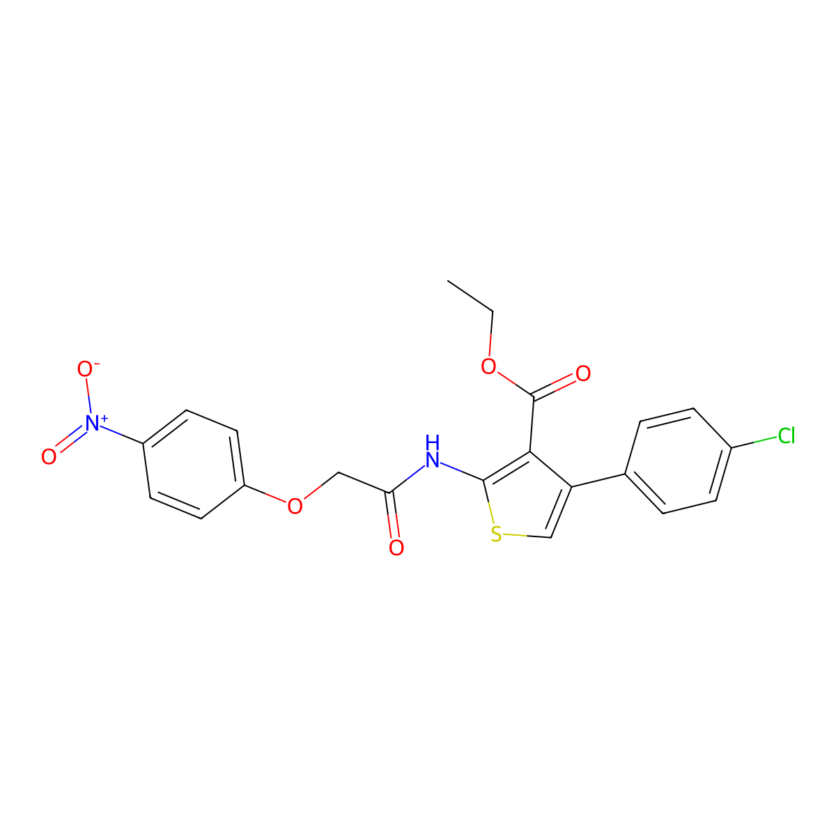 Ethyl 4-(4-chlorophenyl)-2-[[2-(4-nitrophenoxy)acetyl]amino]thiophene-3-carboxylate molecular structure, CAS 374598-53-5