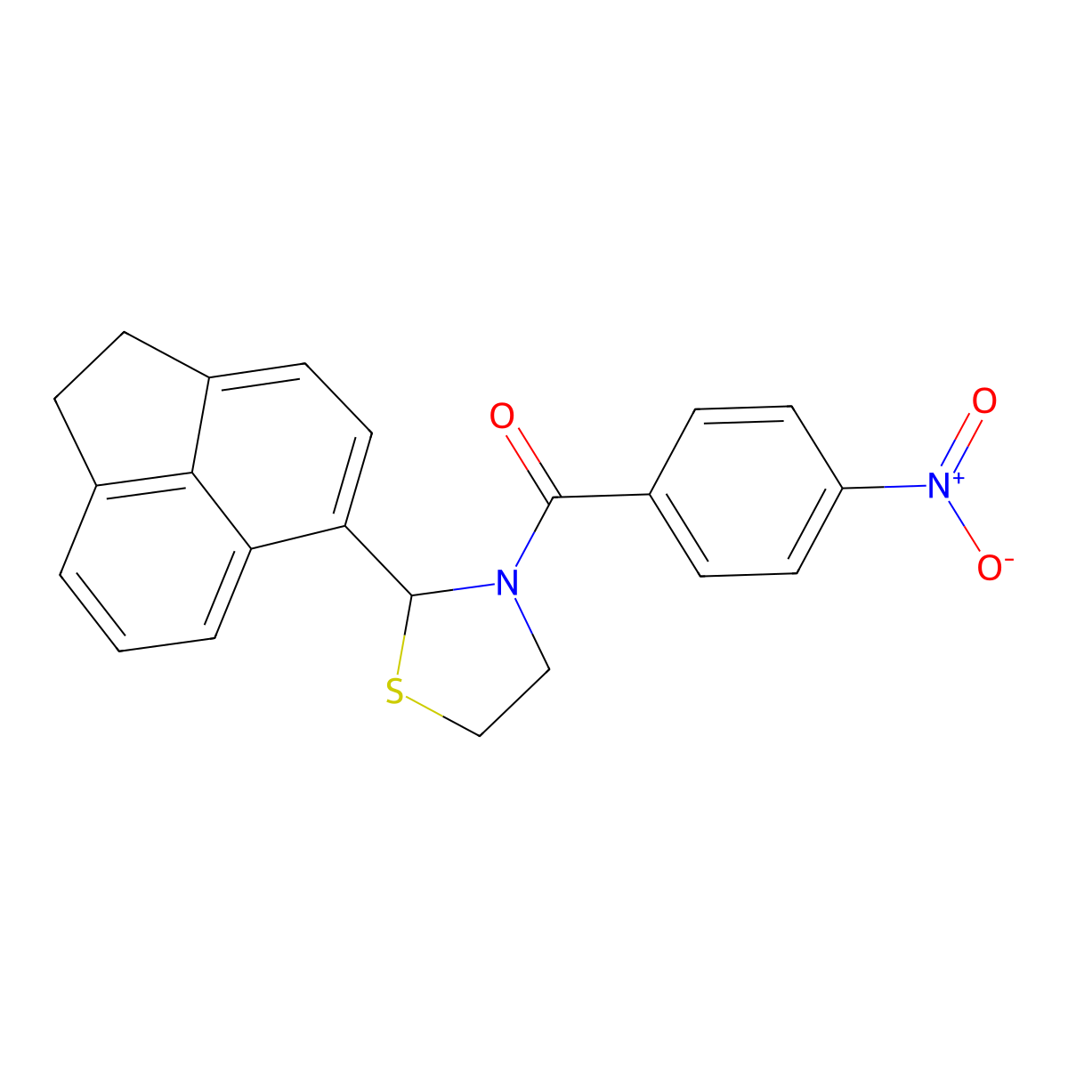 [2-(1,2-Dihydroacenaphthylen-5-yl)-1,3-thiazolidin-3-yl](4-nitrophenyl)methanone molecular structure, CAS 374598-75-1