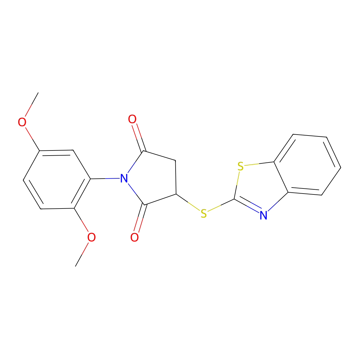 3-(1,3-Benzothiazol-2-ylsulfanyl)-1-(2,5-dimethoxyphenyl)pyrrolidine-2,5-dione molecular structure, CAS 374599-14-1