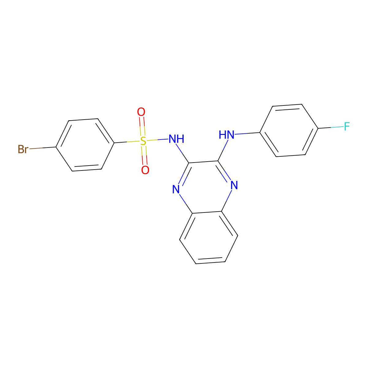 4-bromo-N-[3-(4-fluoroanilino)quinoxalin-2-yl]benzenesulfonamide molecular structure, CAS 374599-16-3