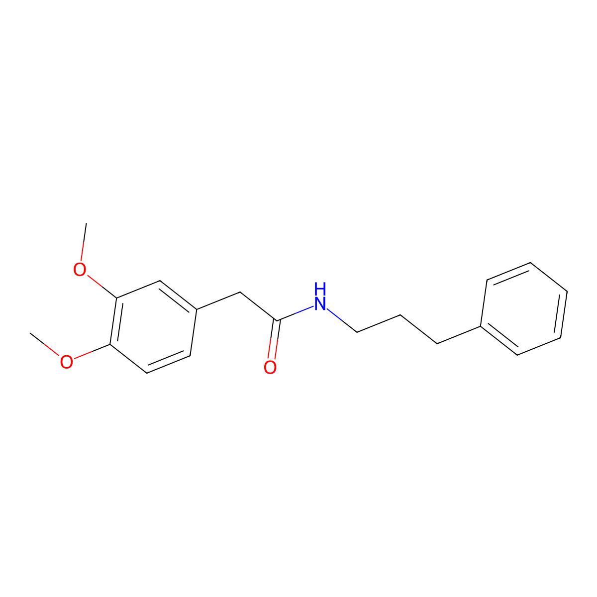 2-(3,4-dimethoxyphenyl)-N-(3-phenylpropyl)acetamide molecular structure, CAS 374601-44-2