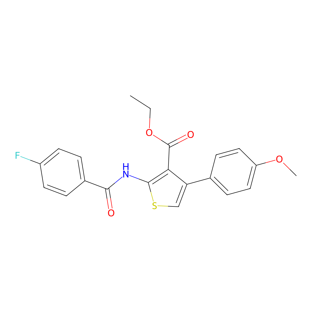 Ethyl 2-(4-fluorobenzamido)-4-(4-methoxyphenyl)thiophene-3-carboxylate molecular structure, CAS 374601-51-1