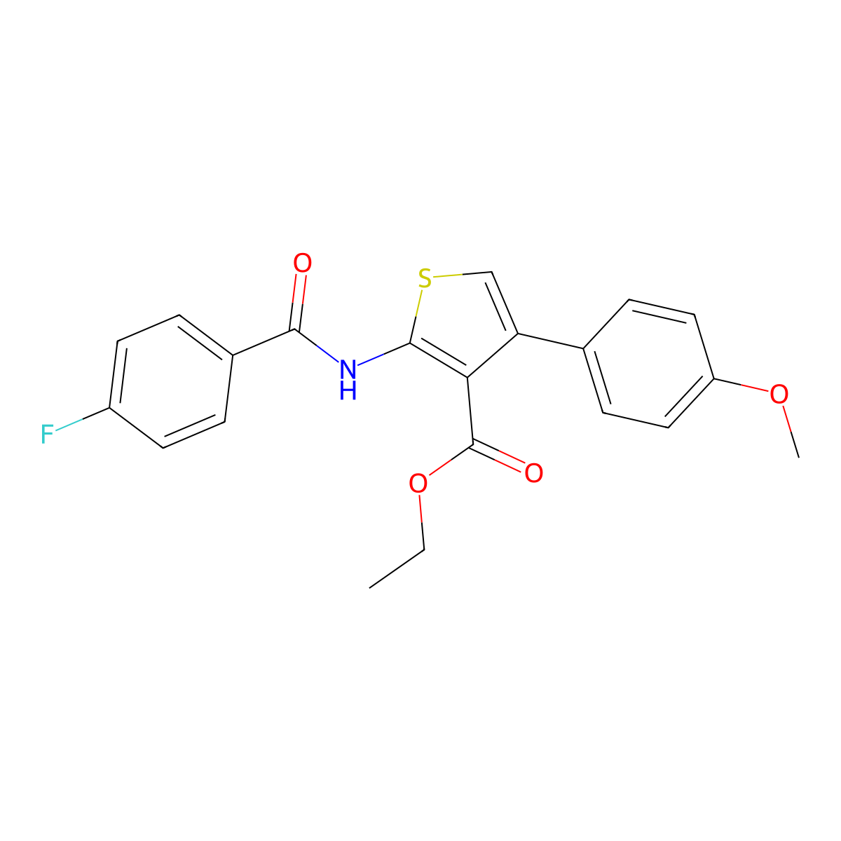 Ethyl 2-(4-fluorobenzamido)-4-(4-methoxyphenyl)thiophene-3-carboxylate molecular structure, CAS 374601-51-1