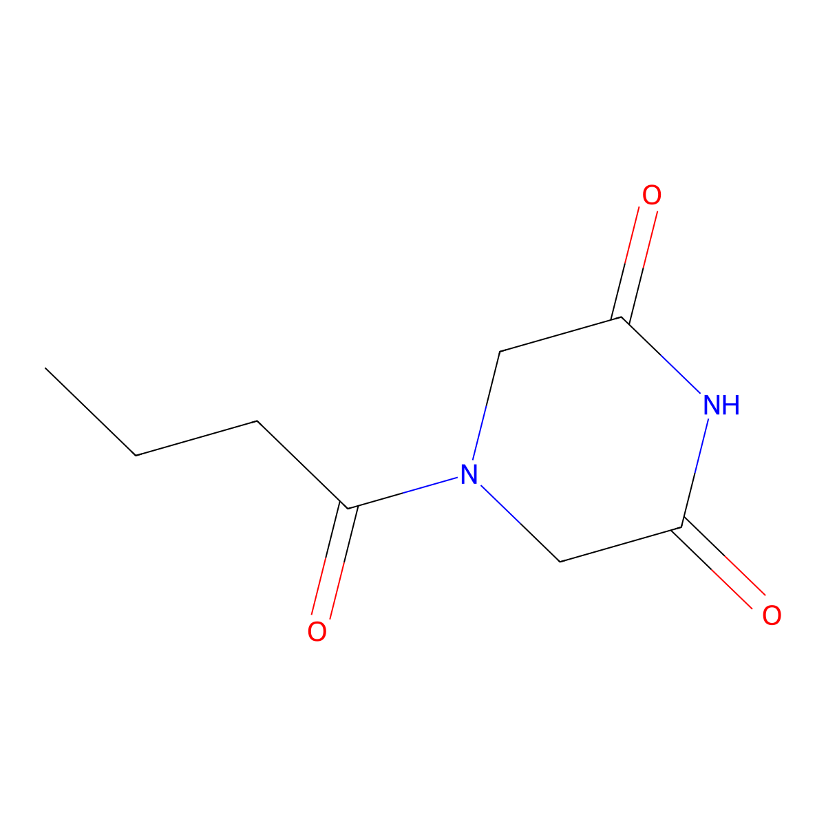 4-Butanoylpiperazine-2,6-dione molecular structure, CAS 374601-95-3