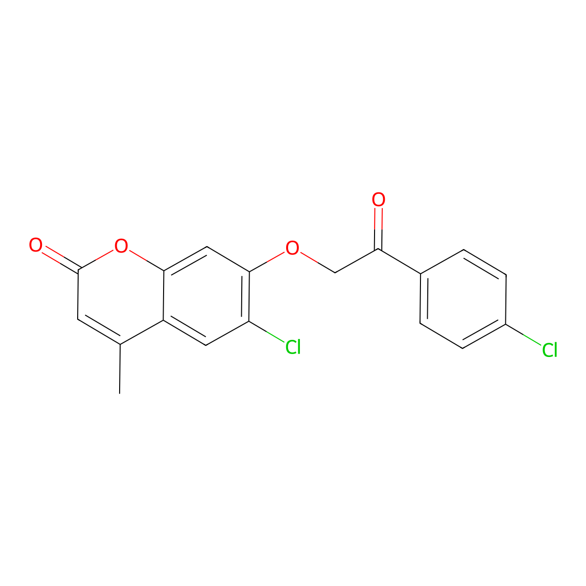 6-Chloro-7-[2-(4-chlorophenyl)-2-oxoethoxy]-4-methylchromen-2-one molecular structure, CAS 374602-09-2
