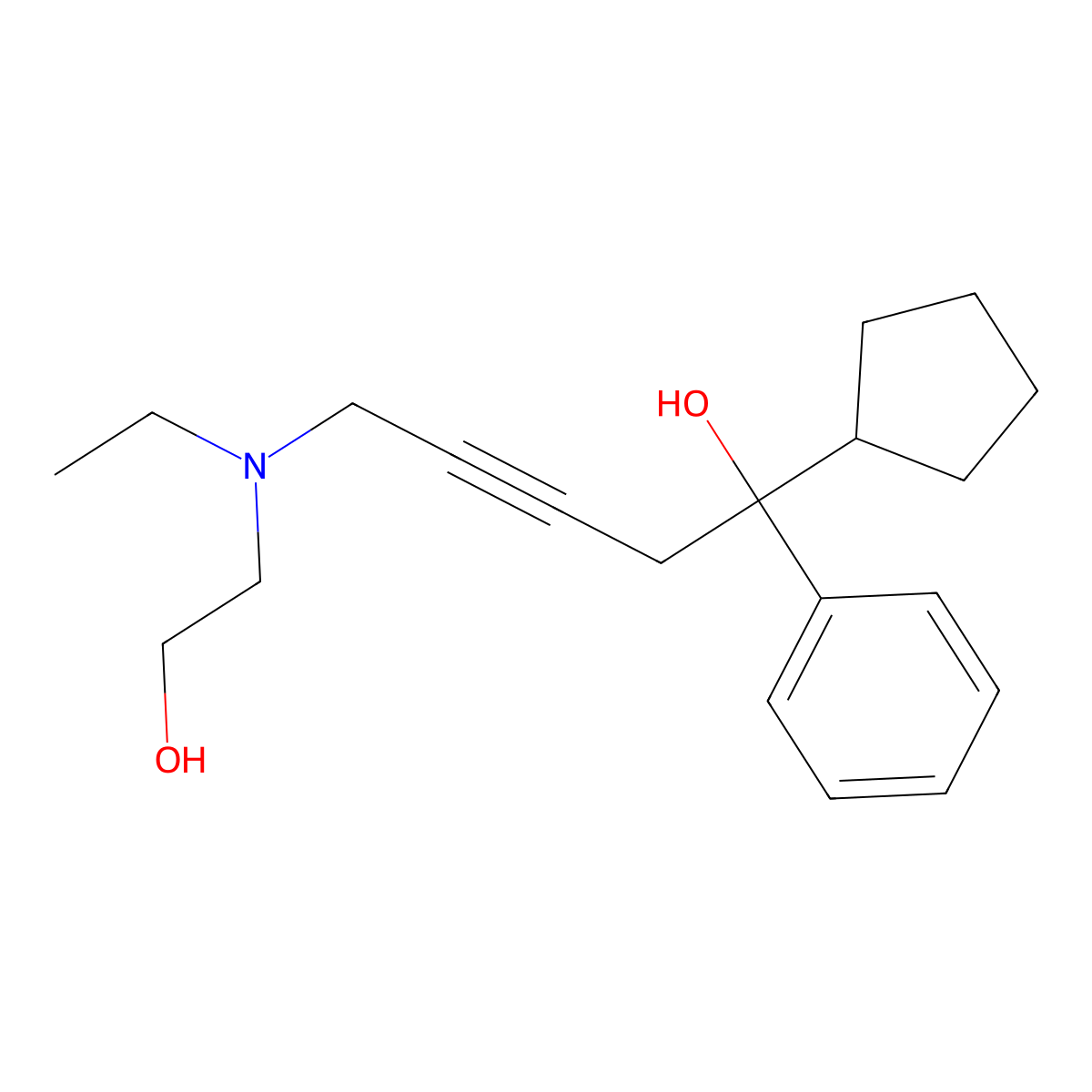 1-Cyclopentyl-5-[ethyl(2-hydroxyethyl)amino]-1-phenylpent-3-yn-1-ol molecular structure, CAS 374606-52-7
