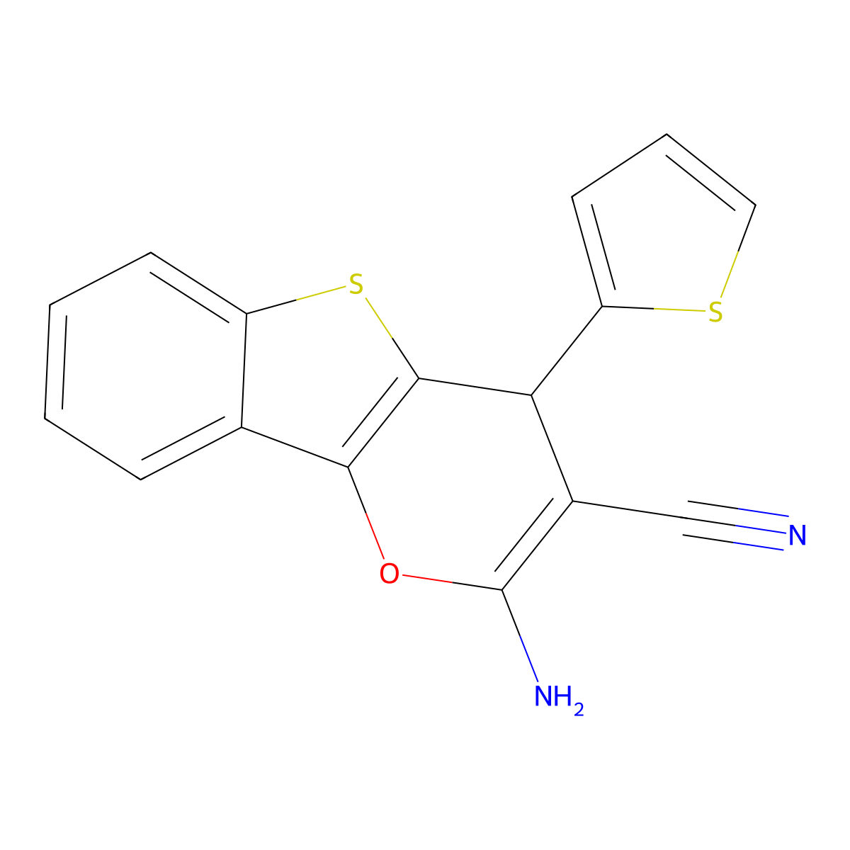 2-amino-4-thiophen-2-yl-4H-[1]benzothiolo[3,2-b]pyran-3-carbonitrile molecular structure, CAS 374606-71-0