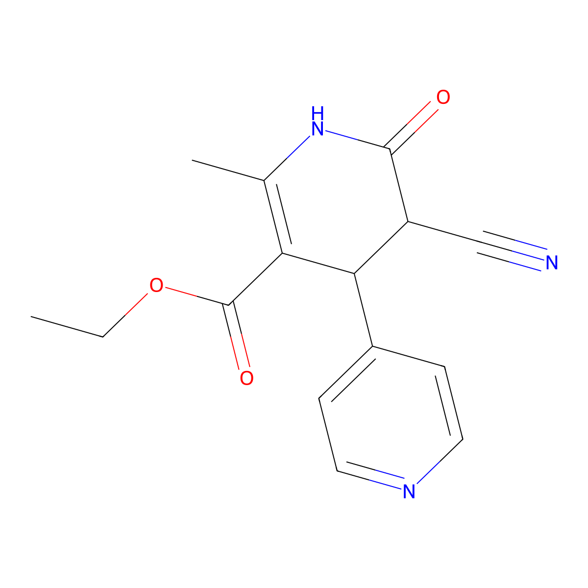 Ethyl 5-cyano-2-methyl-6-oxo-1,4,5,6-tetrahydro-[4,4'-bipyridine]-3-carboxylate molecular structure, CAS 374606-79-8