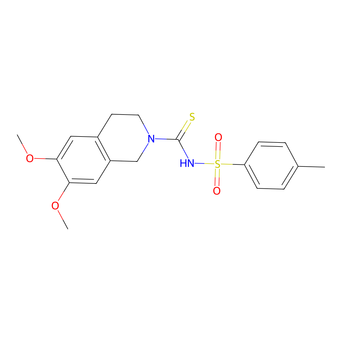 6,7-dimethoxy-N-(4-methylphenyl)sulfonyl-3,4-dihydro-1H-isoquinoline-2-carbothioamide molecular structure, CAS 374608-27-2