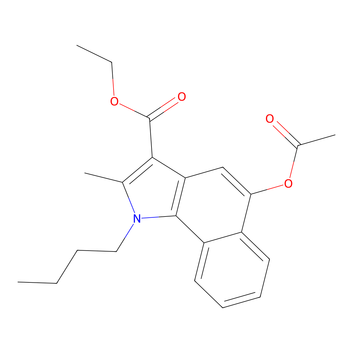 Ethyl 5-acetyloxy-1-butyl-2-methylbenzo[g]indole-3-carboxylate molecular structure, CAS 374608-34-1