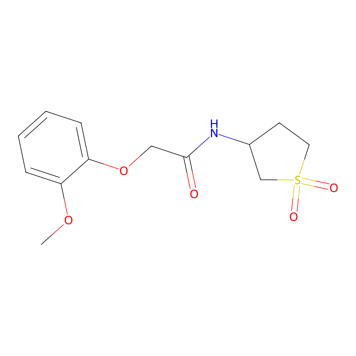 N-(1,1-dioxothiolan-3-yl)-2-(2-methoxyphenoxy)acetamide molecular structure, CAS 374609-04-8