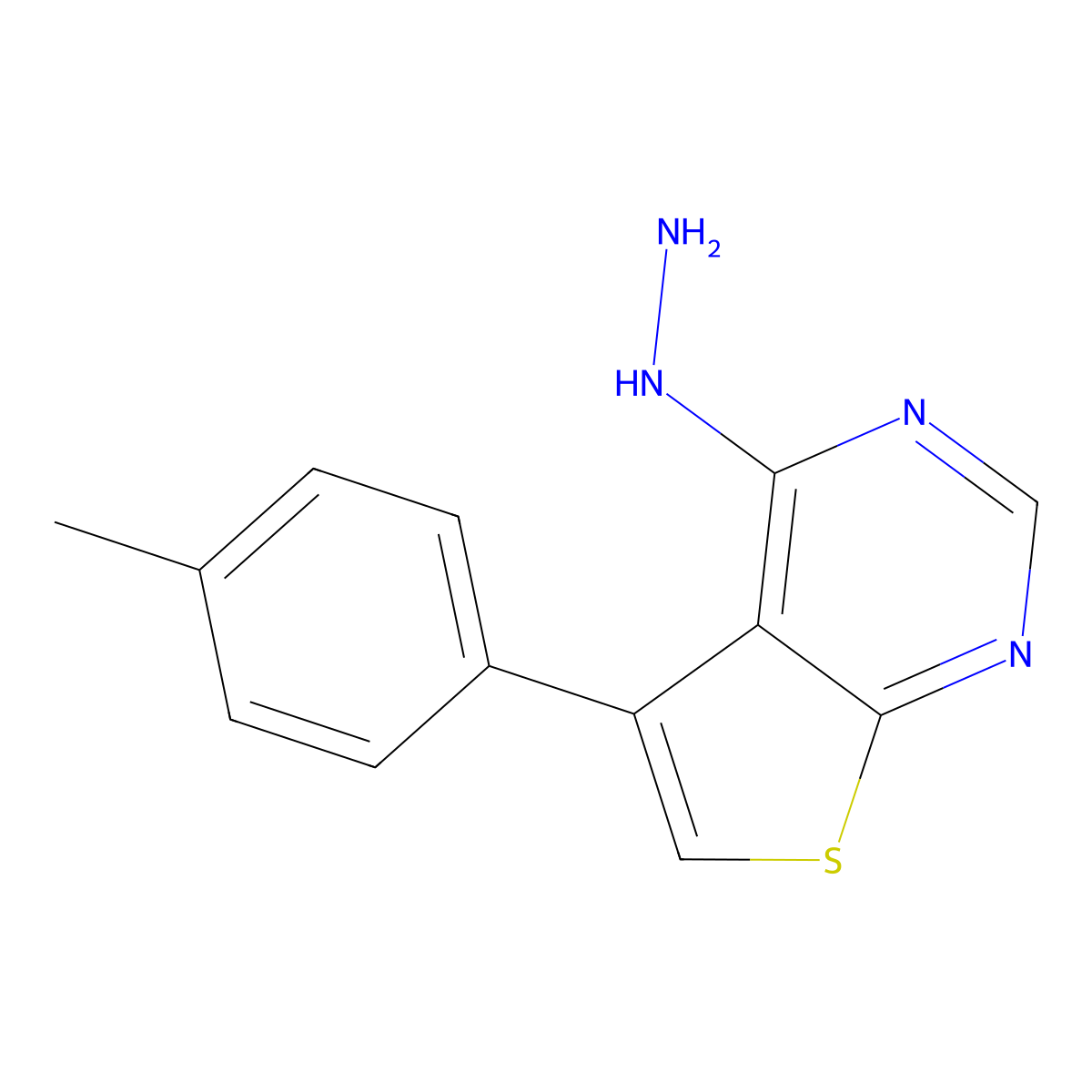 4-Hydrazinyl-5-(4-methylphenyl)thieno[2,3-d]pyrimidine molecular structure, CAS 374611-25-3