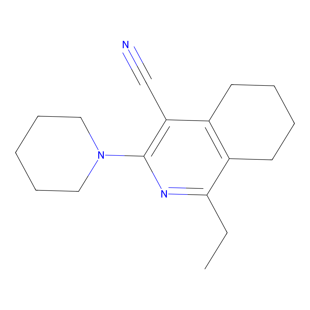 1-Ethyl-3-(piperidin-1-yl)-5,6,7,8-tetrahydroisoquinoline-4-carbonitrile molecular structure, CAS 374611-41-3