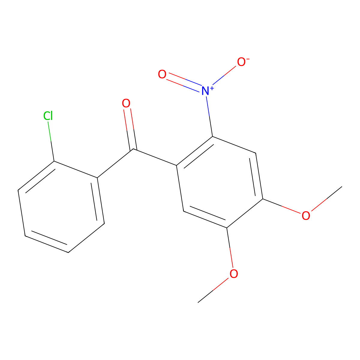 (2-Chlorophenyl)(4,5-dimethoxy-2-nitrophenyl)methanone molecular structure, CAS 374611-42-4