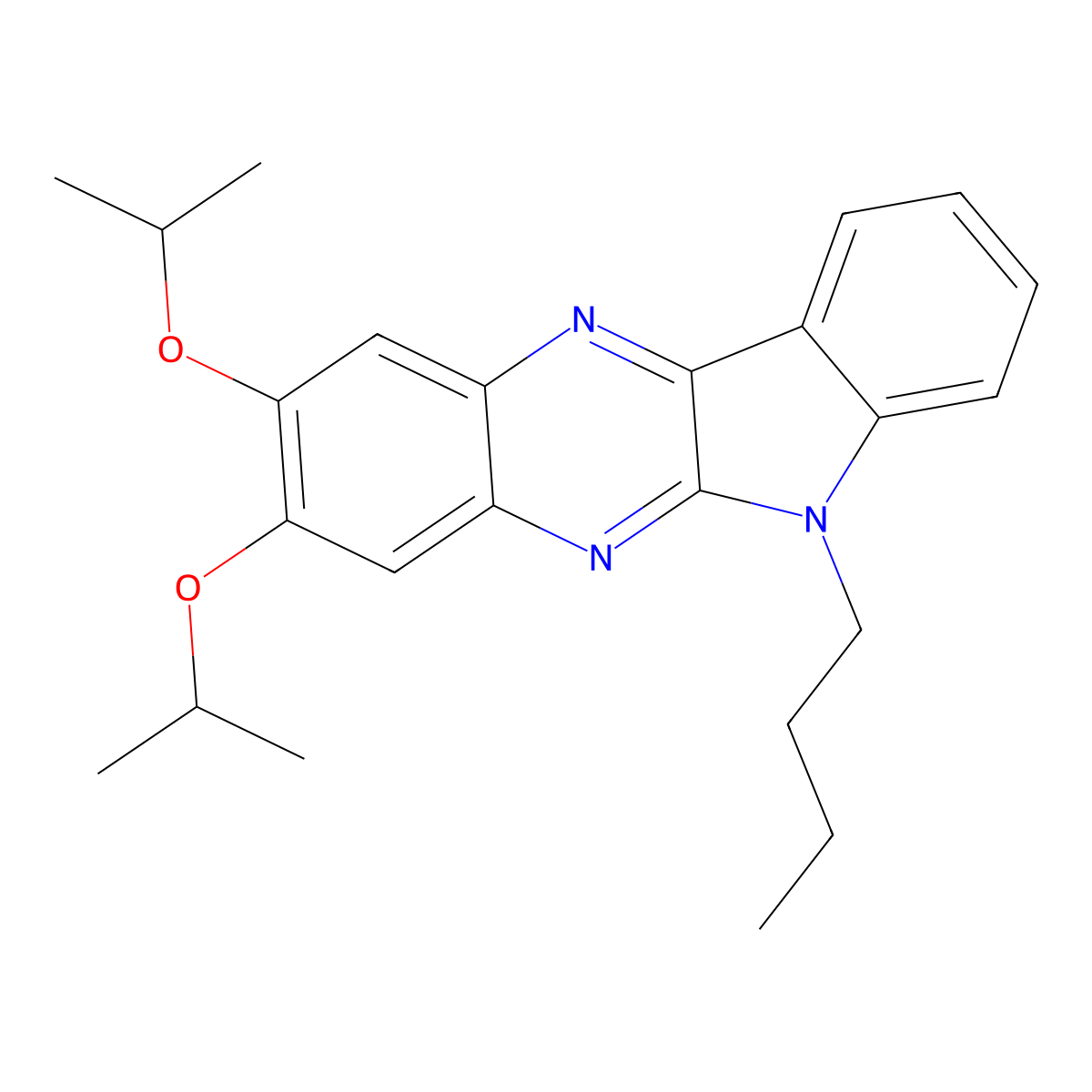 6-butyl-2,3-diisopropoxy-6H-indolo[2,3-b]quinoxaline molecular structure, CAS 374611-43-5