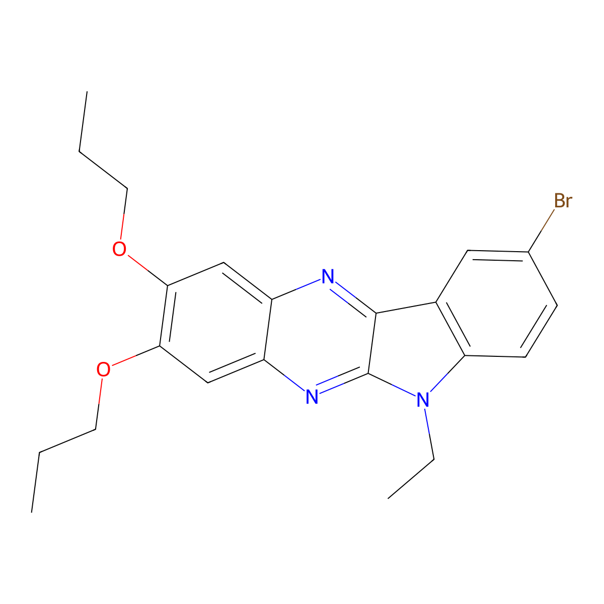 9-bromo-6-ethyl-2,3-dipropoxy-6H-indolo[2,3-b]quinoxaline molecular structure, CAS 374611-52-6