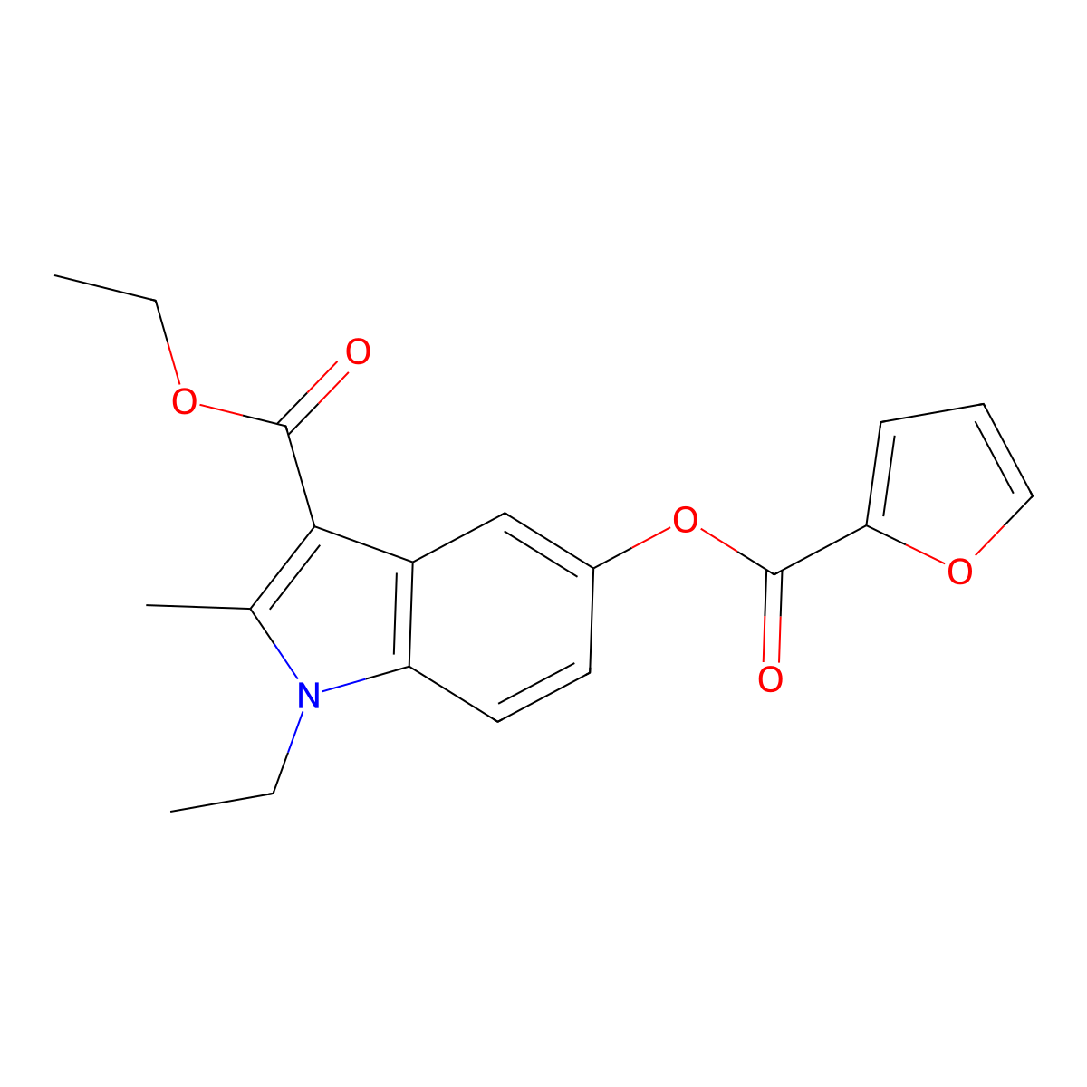 Ethyl 1-ethyl-5-(furan-2-carbonyloxy)-2-methylindole-3-carboxylate molecular structure, CAS 374612-71-2