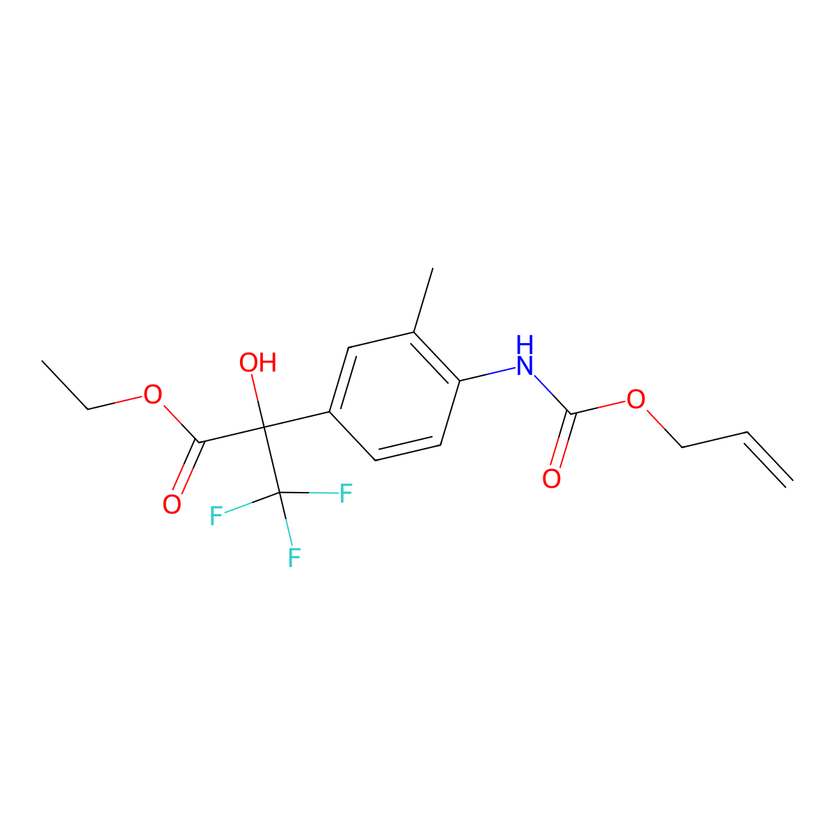 Propanoic acid, 2-(4-allyloxycarbonylamino-3-methylphenyl)-3,3,3-trifluoro-2-hydroxy-, ethyl ester molecular structure, CAS 374614-29-6