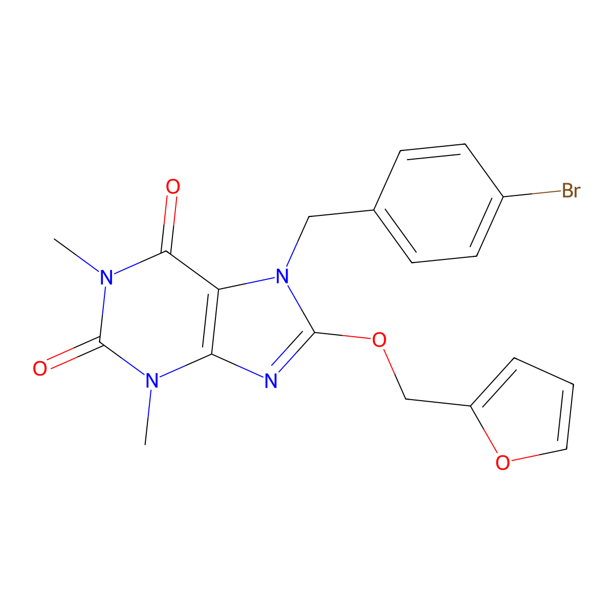 7-[(4-Bromophenyl)methyl]-8-(furan-2-ylmethoxy)-1,3-dimethylpurine-2,6-dione molecular structure, CAS 374615-49-3