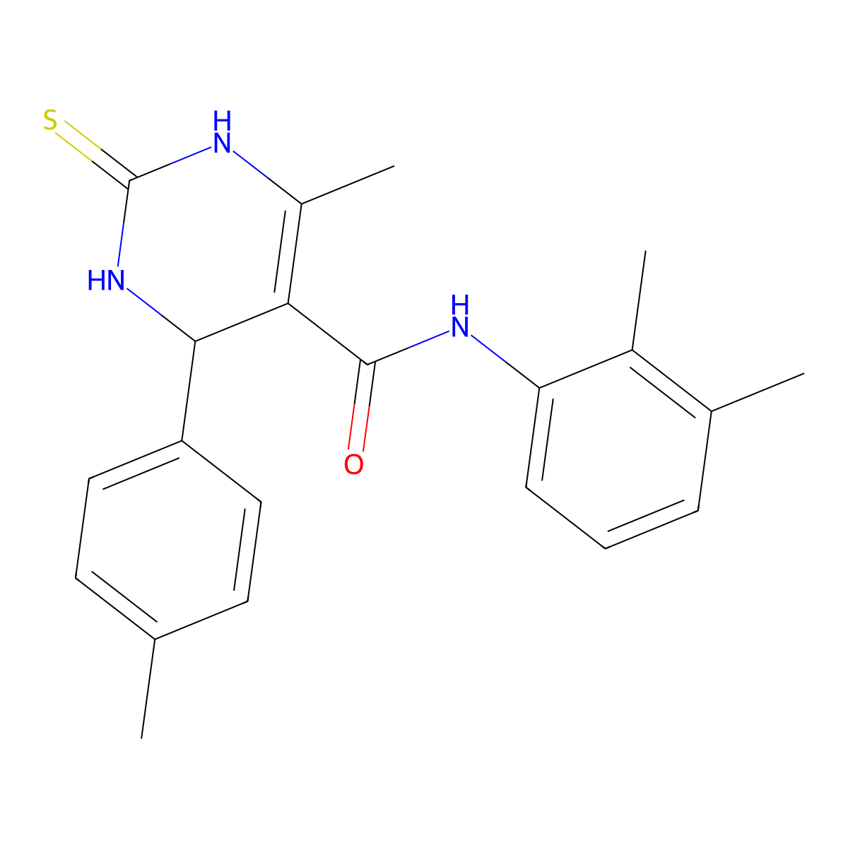 N-(2,3-dimethylphenyl)-6-methyl-2-thioxo-4-(p-tolyl)-1,2,3,4-tetrahydropyrimidine-5-carboxamide molecular structure, CAS 374615-65-3