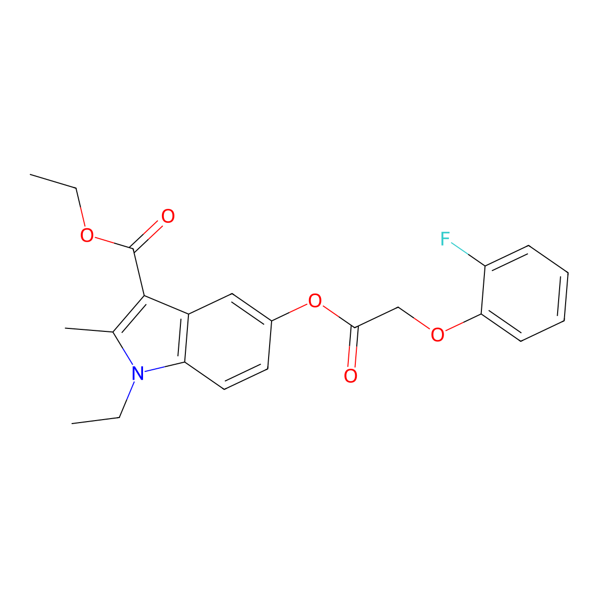 Ethyl 1-ethyl-5-[2-(2-fluorophenoxy)acetyl]oxy-2-methylindole-3-carboxylate molecular structure, CAS 374616-04-3