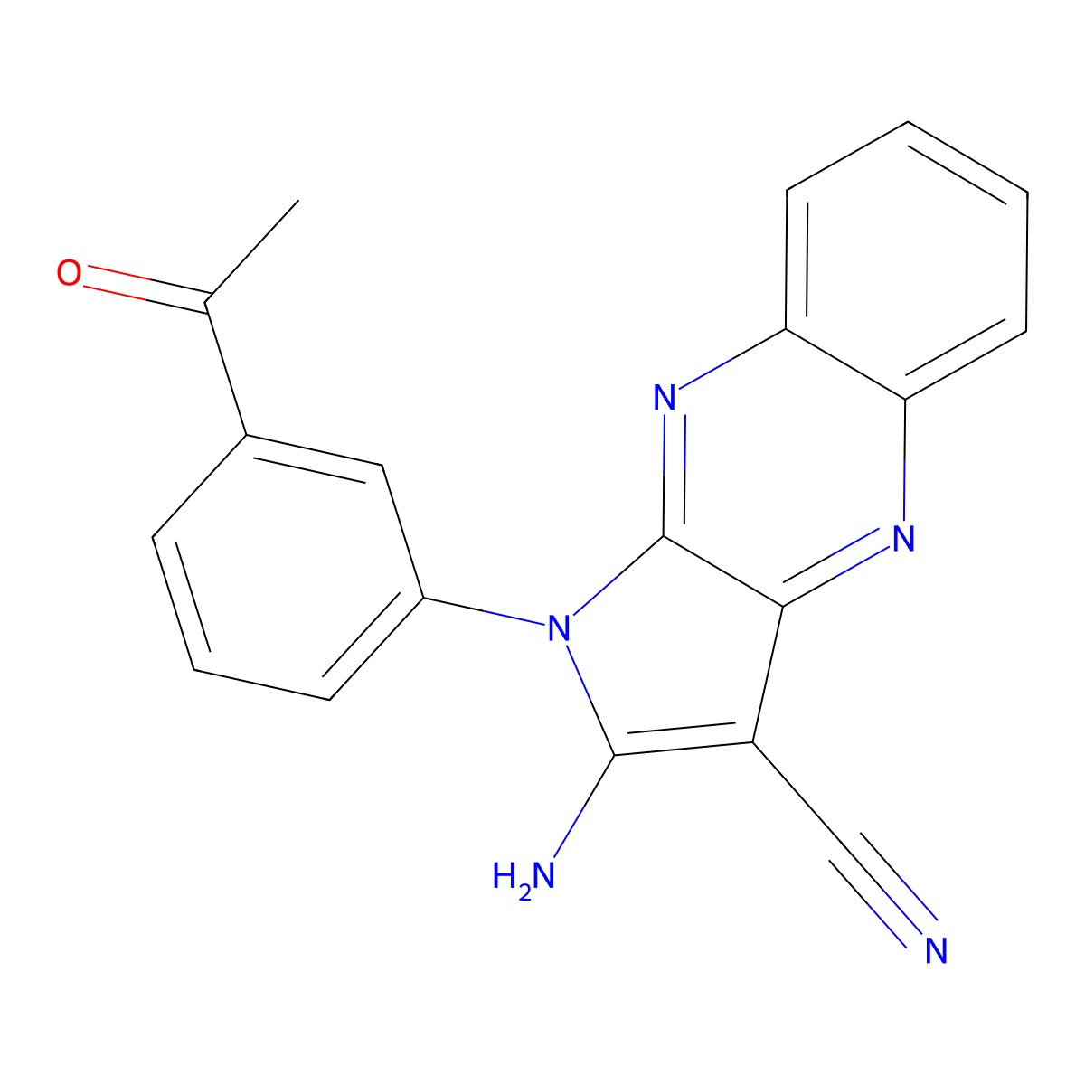 1-(3-acetylphenyl)-2-amino-1H-pyrrolo[2,3-b]quinoxaline-3-carbonitrile molecular structure, CAS 374616-36-1
