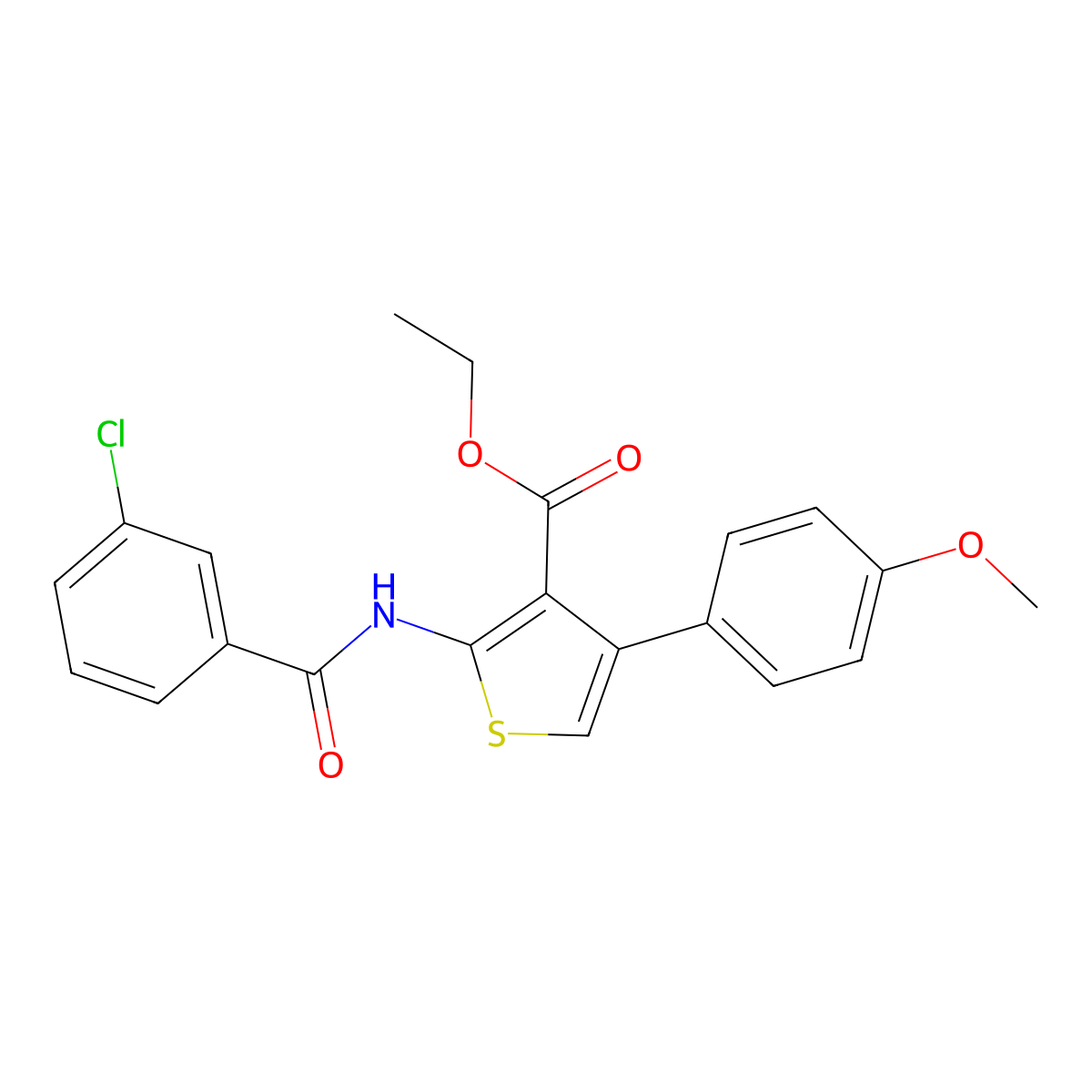 Ethyl 2-[(3-chlorobenzoyl)amino]-4-(4-methoxyphenyl)thiophene-3-carboxylate molecular structure, CAS 374617-21-7