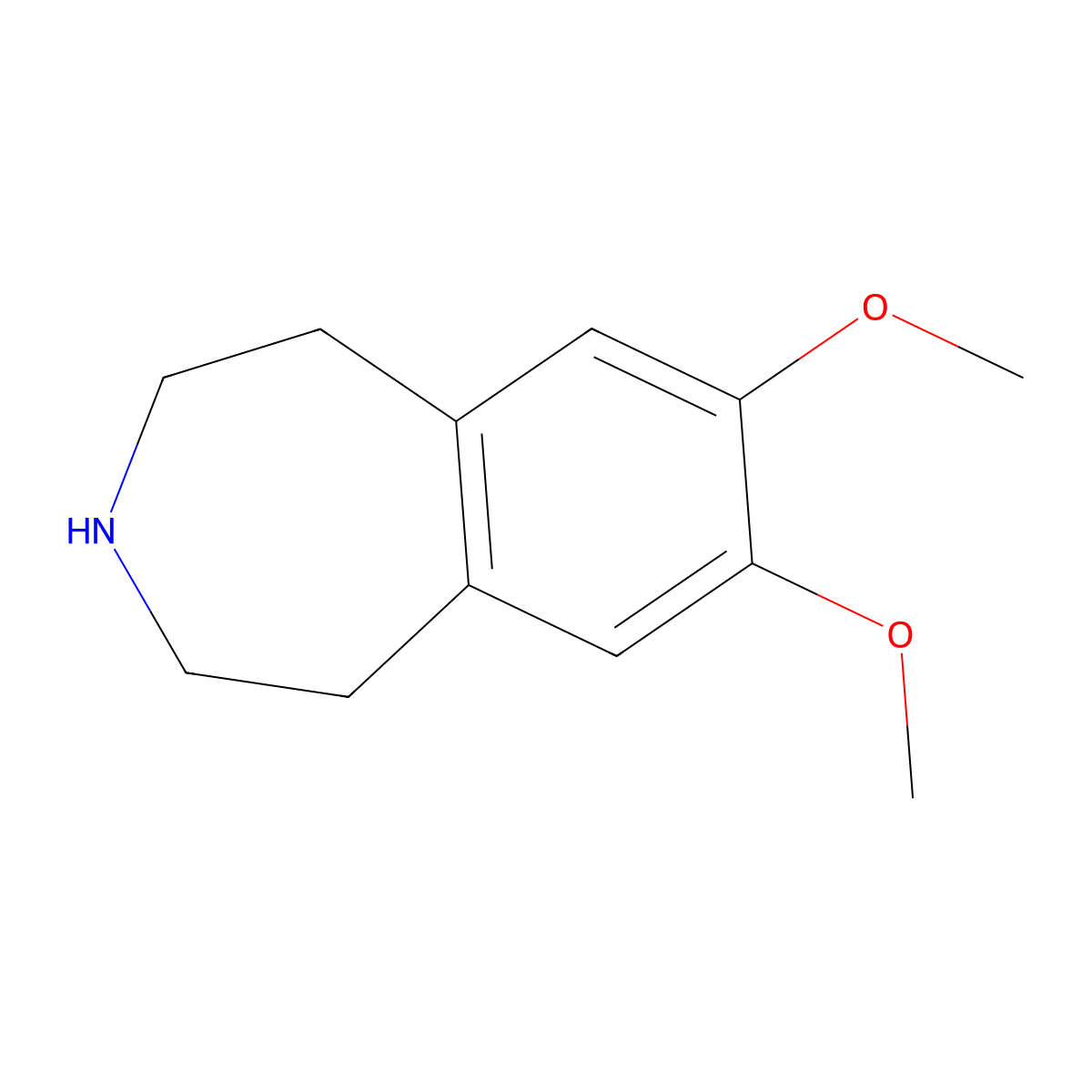 7,8-Dimethoxy-2,3,4,5-tetrahydro-1H-3-benzazepine molecular structure, CAS 37462-47-8