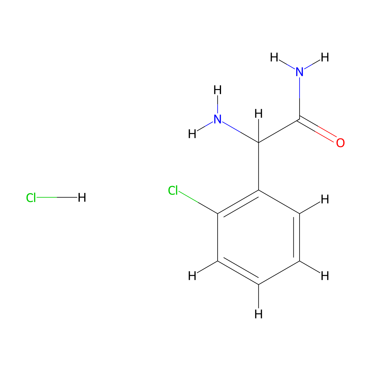 (R)-2-amino-2-(2-chlorophenyl)acetamide hydrochloride molecular structure, CAS 374629-84-2