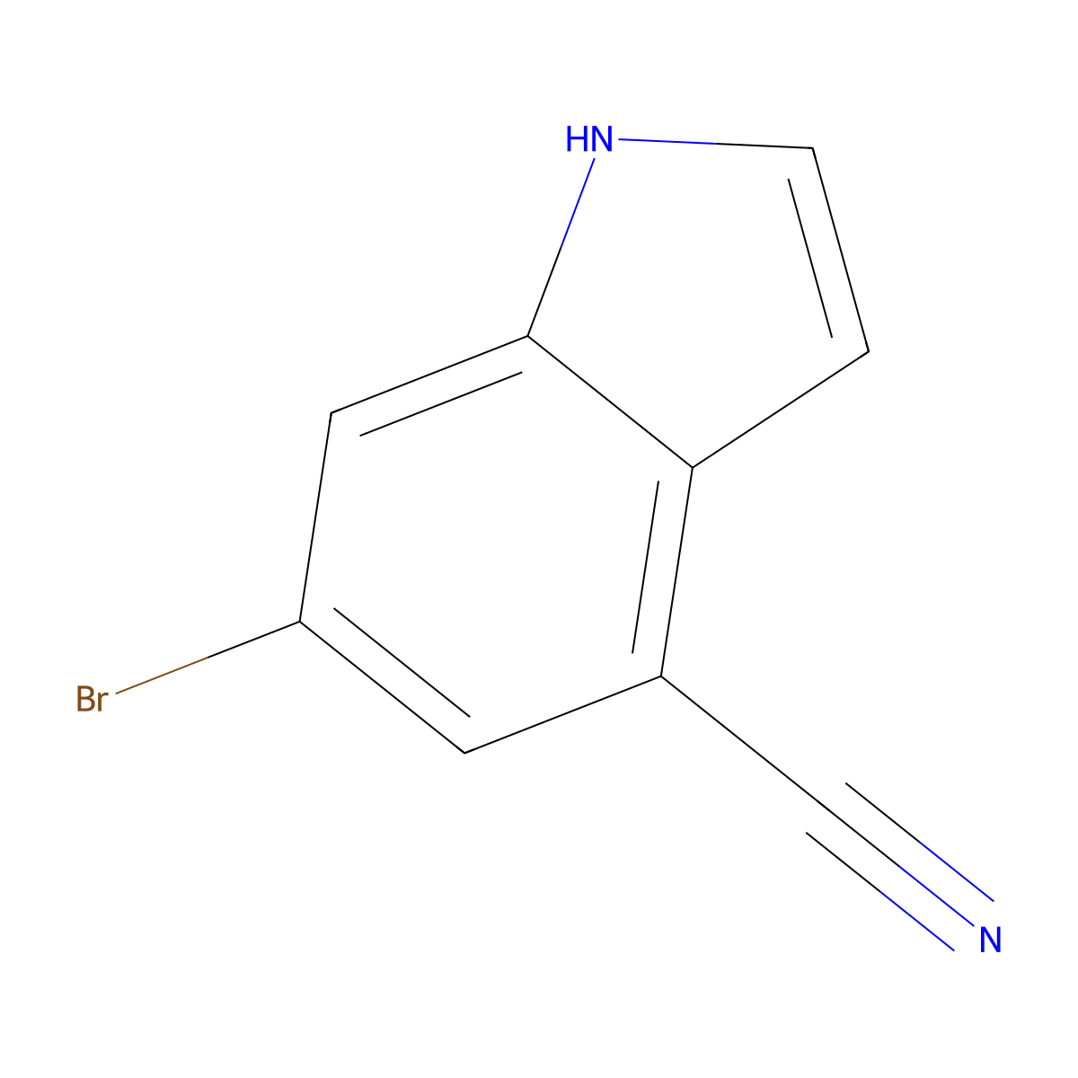 6-Bromo-1H-indole-4-carbonitrile molecular structure, CAS 374633-26-8