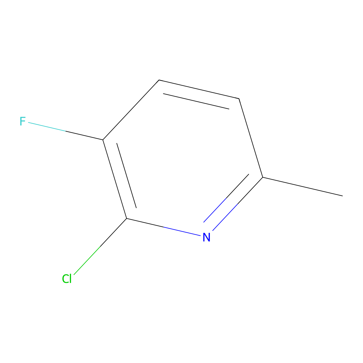 2-Chloro-3-fluoro-6-methylpyridine molecular structure, CAS 374633-32-6