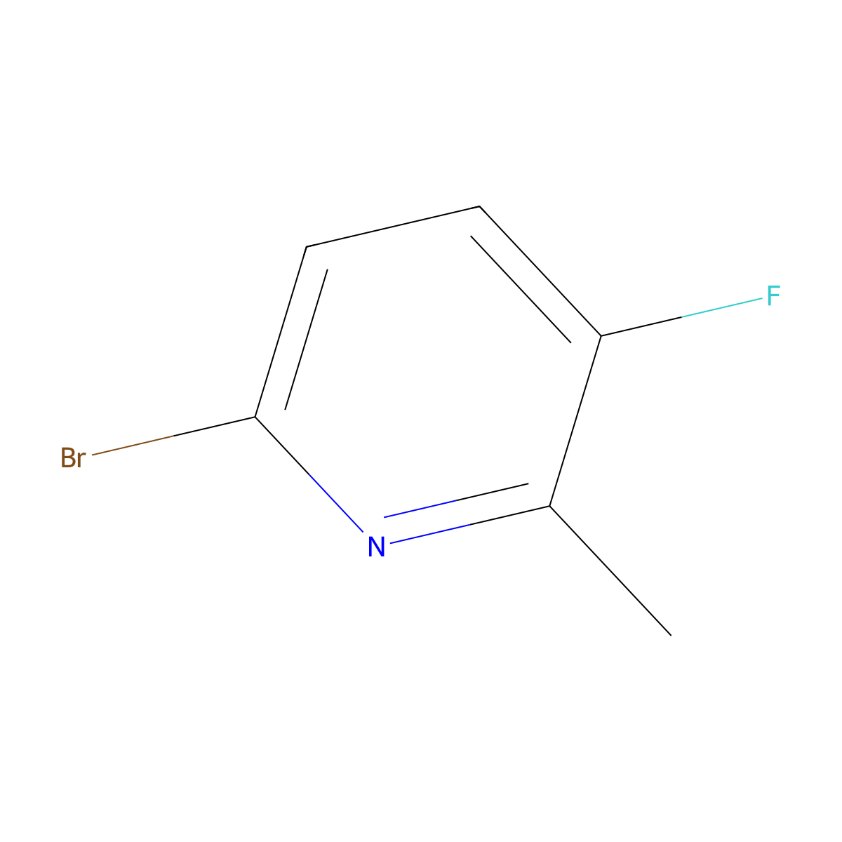6-Bromo-3-fluoro-2-methylpyridine molecular structure, CAS 374633-38-2