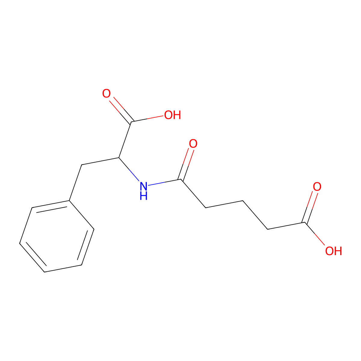 L-Phenylalanine, N-(4-carboxy-1-oxobutyl)- molecular structure, CAS 37466-27-6