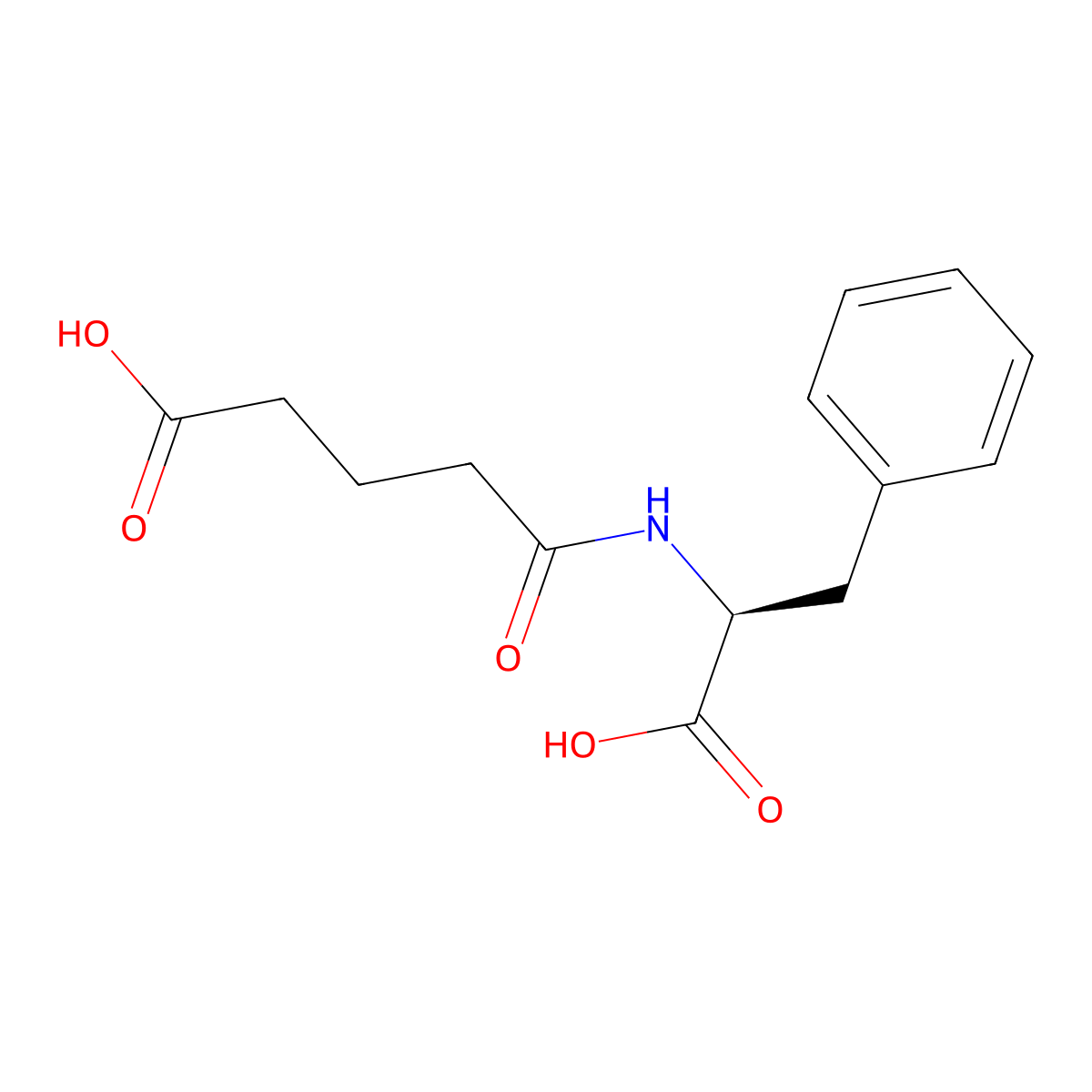 L-Phenylalanine, N-(4-carboxy-1-oxobutyl)- molecular structure, CAS 37466-27-6