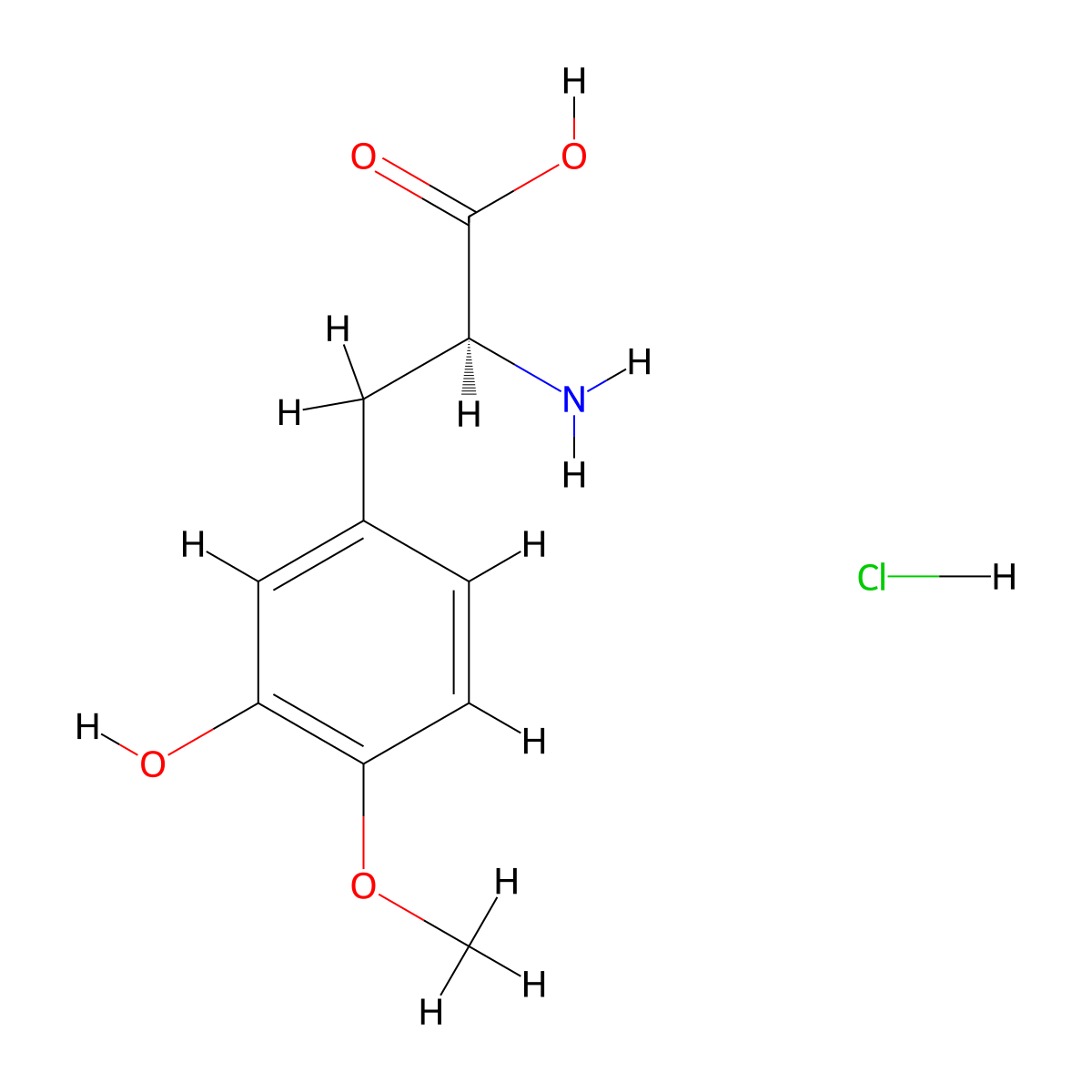 (S)-2-Amino-3-(3-hydroxy-4-methoxyphenyl)propanoic acid hydrochloride molecular structure, CAS 37466-29-8