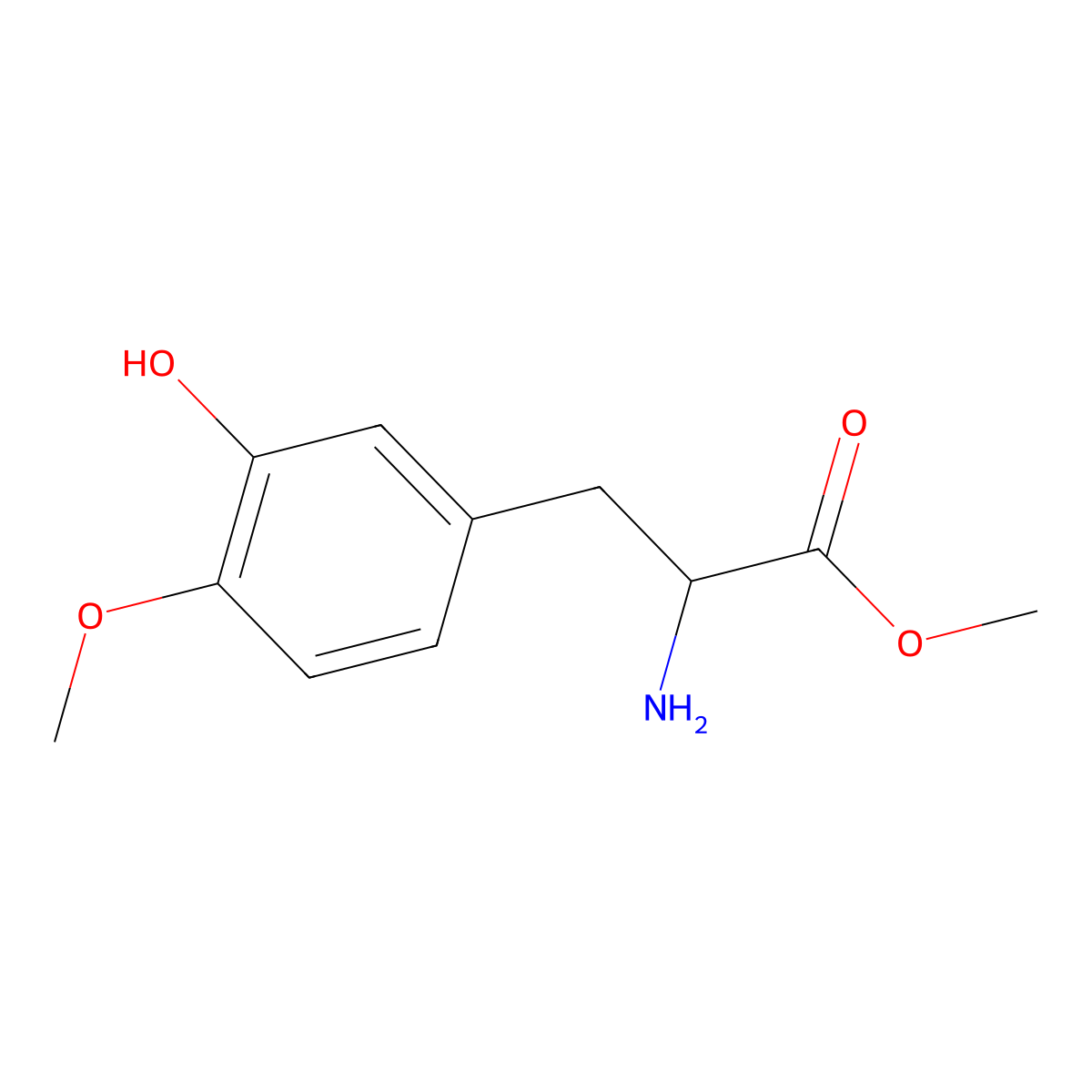Methyl 2-amino-3-(3-hydroxy-4-methoxyphenyl)propanoate molecular structure, CAS 37466-41-4