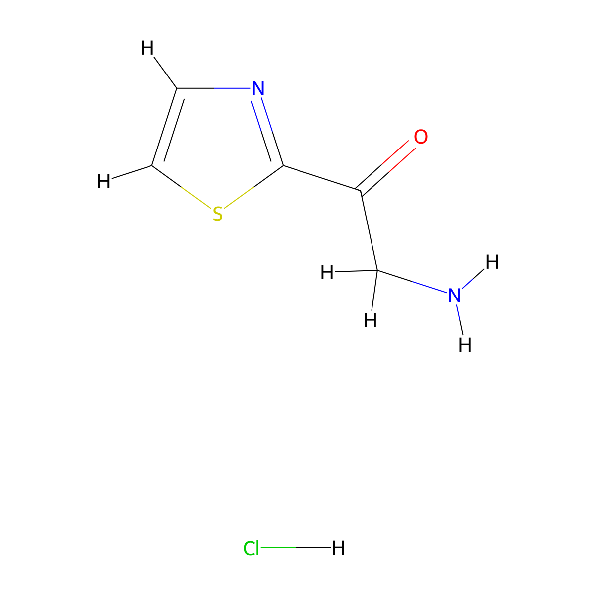 2-Amino-1-(1,3-thiazol-2-yl)ethan-1-one hydrochloride molecular structure, CAS 374671-66-6