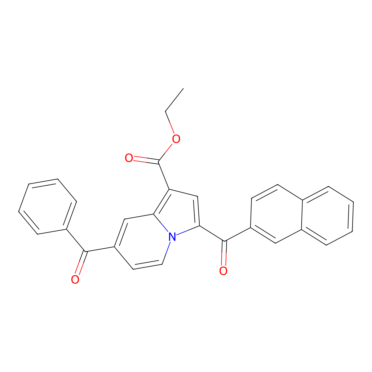 Ethyl 7-benzoyl-3-(naphthalene-2-carbonyl)indolizine-1-carboxylate molecular structure, CAS 374679-27-3