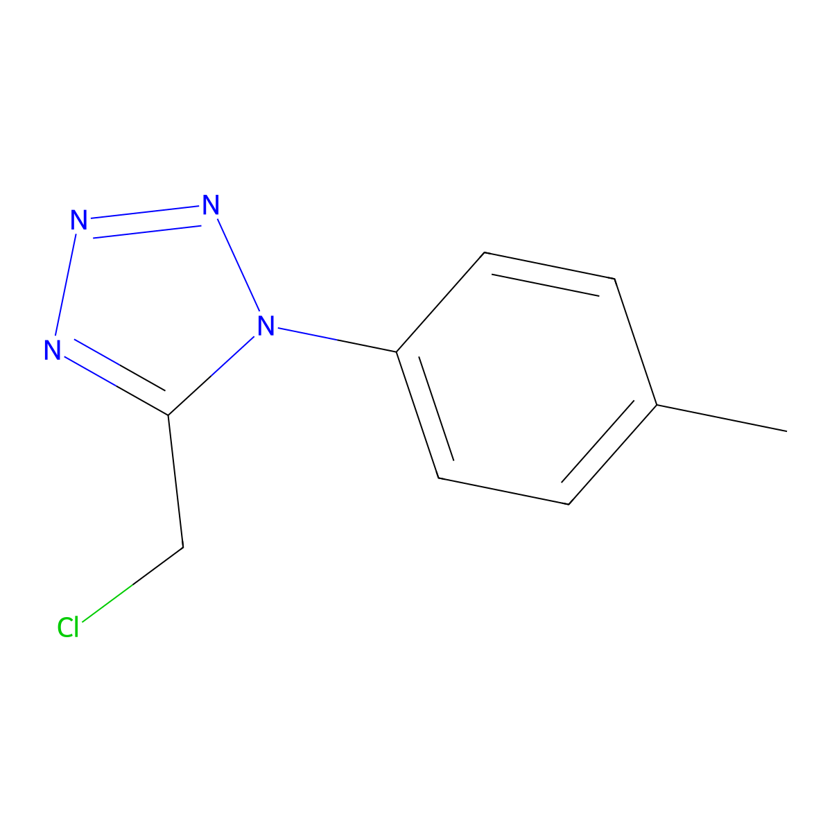 5-(chloromethyl)-1-(4-methylphenyl)-1H-1,2,3,4-tetrazole molecular structure, CAS 37468-44-3